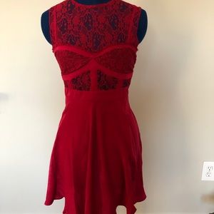 Red Lace Skater Dress